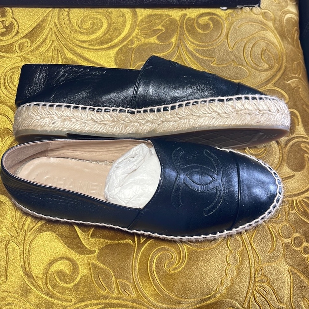 Chanel Lambskin Espadrilles, Size 36